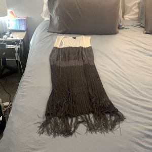 Forever 21 Sleeveless Duster Cardigan, Size Small, White and Blue/Gray